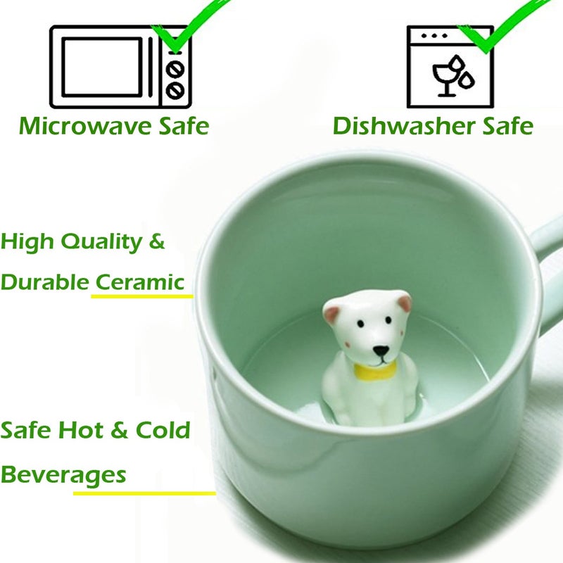 luckyse Surprise Dog Coffee Mug with Small Puppy Inside - 8 Oz,Best Funny Gift Ceramic Cups - Image 4